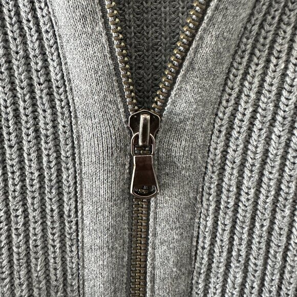 Express Men's XL Gray Ribbed Full Zip-Up Sweater 100% Cotton - Picture 5 of 13